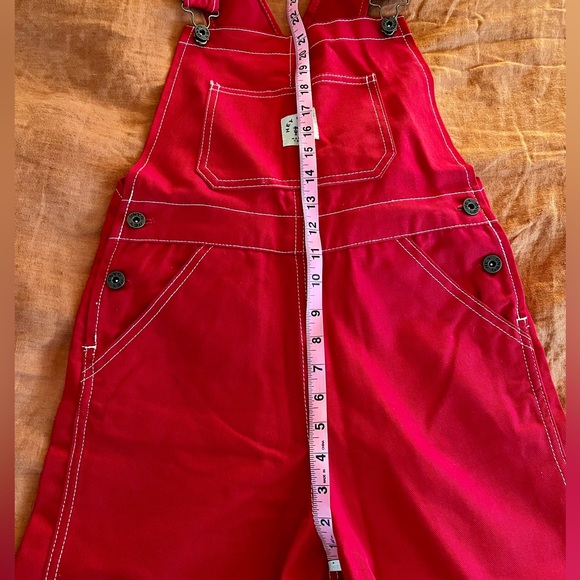 The Hey Gang Knee Patch Overalls Red Denim Size 00 - Picture 6 of 7